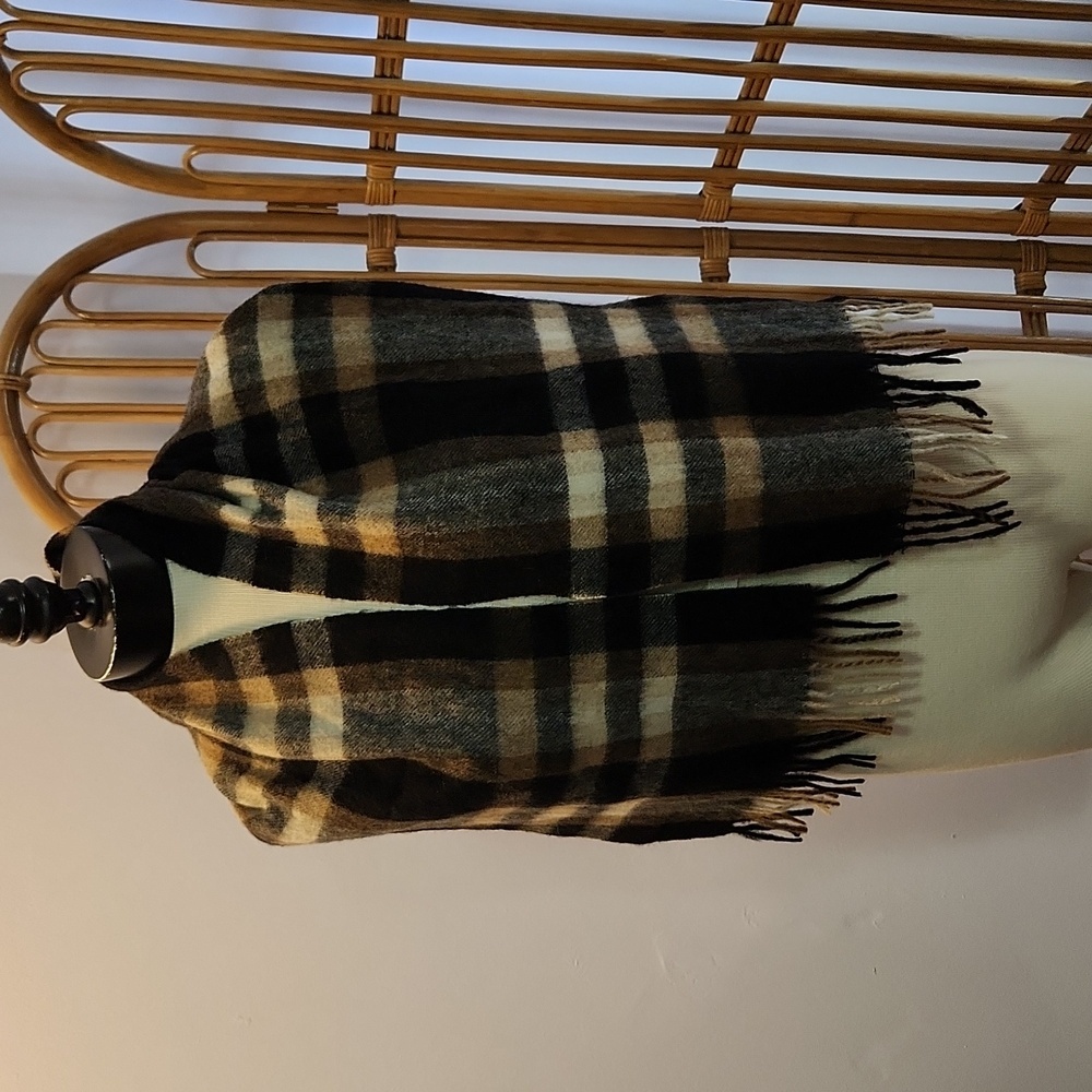 Lambwool brown black tan scarf made in West Germany